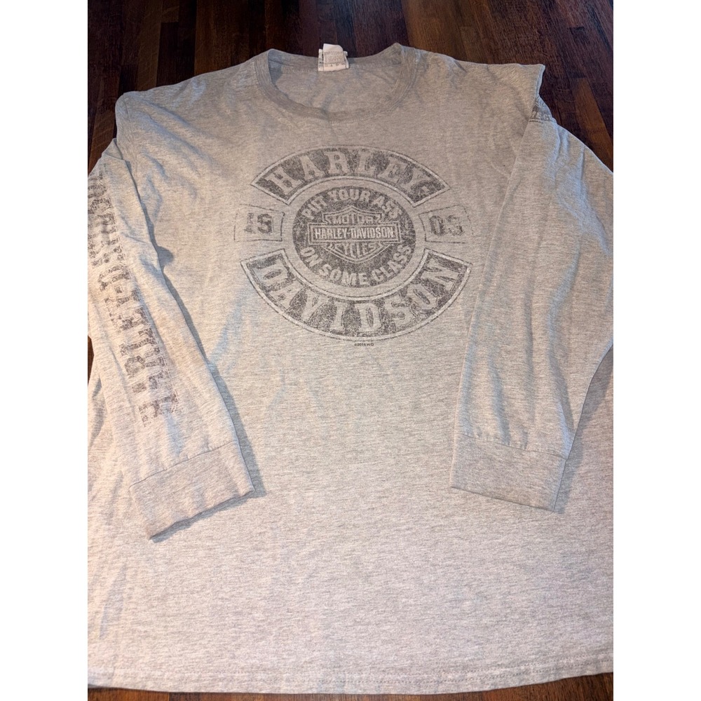 Vintage Harley-Davidson Gray Long Sleeve Graphic T-Shirt XL